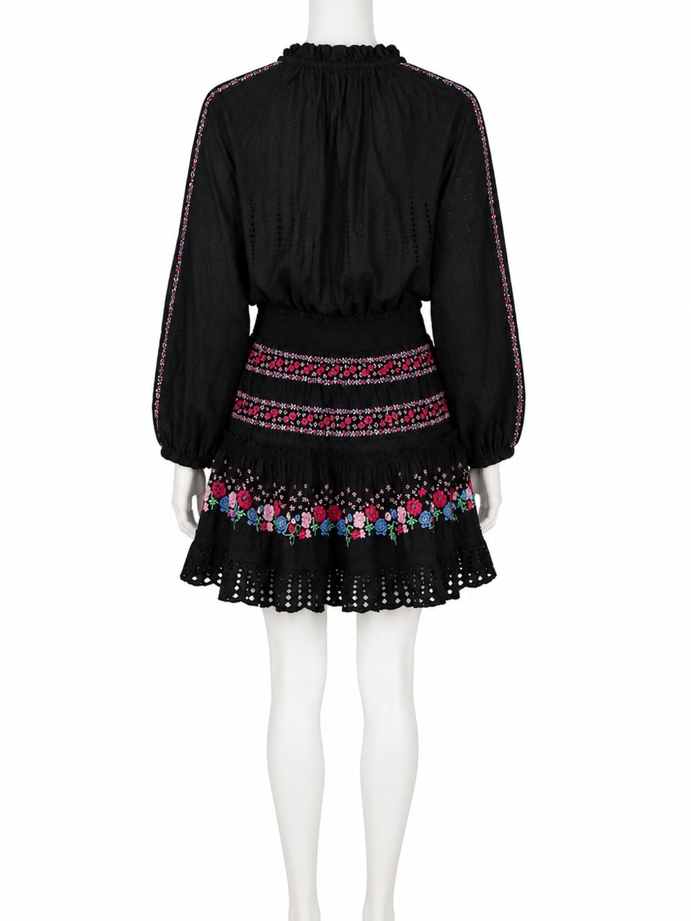 MISA Los Angeles Manuela Black Floral Embroidered Mini Dress XS - Picture 4 of 9